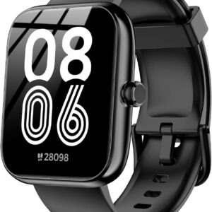 Smart Watch with Alexa Built-in, 1.83" HD Touchscreen, Bluetooth Calling Fitness Tracker, Health Monitor Heart Rate/Sleep Tracking, IP68 Waterproof, 120+ Sports Modes for Android iPhone (Black)