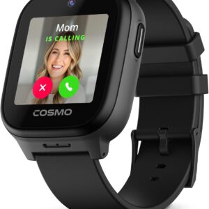 JrTrack 5 Kids Smart Watch by Cosmo | Best Kid-Safe Phone Watch | Precision Real-Time GPS Tracking | Call, Text, Activity, School Settings | Spotify Music | Parental Controls | SOS & Safety Alerts