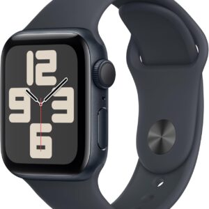 Apple Watch SE (2nd Gen) [GPS 40mm] Smartwatch with Midnight Aluminum Case with Midnight Sport Band S/M. Fitness and Sleep Trackers, Crash Detection, Heart Rate Monitor, Retina Display