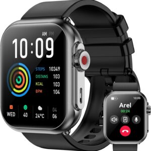 Smart Watch for Men Women, 1000mAh Battery 100-Day Standby Time, 1.85" HD Screen Fitness Tracker, 110+ Sport Modes, IP68 Waterproof, Heart Rate/Sleep Monitor, Fitness Watch for Android/iPhone(Black)