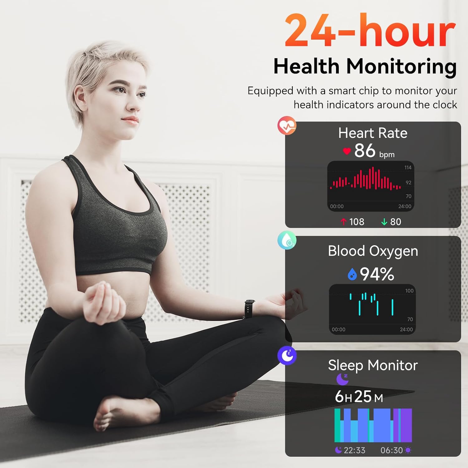 Smart Watch with Alexa Built-in, 1.83" HD Touchscreen, Bluetooth Calling Fitness Tracker, Health Monitor Heart Rate/Sleep Tracking, IP68 Waterproof, 120+ Sports Modes for Android iPhone (Black) - Image 5