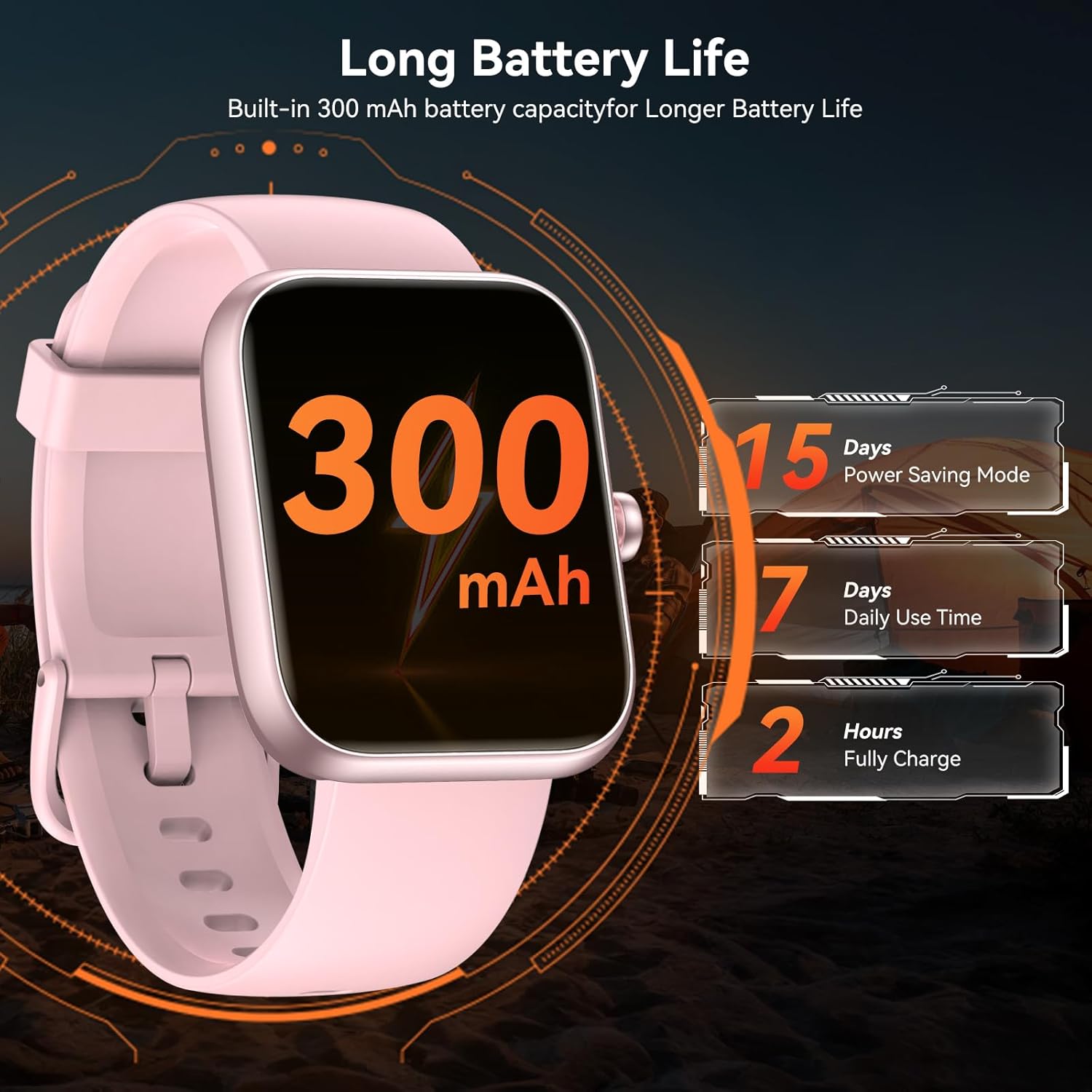 Smart Watch with Alexa Built-in, 1.83" HD Touchscreen Fitness Tracker, Bluetooth Notifications/Calls, IP68 Waterproof, 120+ Sport Modes, 24/7 Heart Rate & Sleep Monitor for iPhone Android iOS (Pink) - Image 7