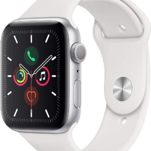 Apple Watch Series 5 (GPS, 40MM) - Silver Aluminum Case with White Sport Band (Renewed)