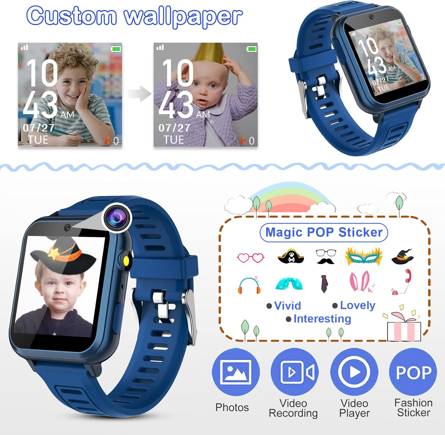 Phyulls Smart Watch for Kids with 39 Games Alarm Clock, Touchscreen, Calendaring Camera Music Player Time Display Video & Audio Recording, Toys for 3-12 Years Old Boys - Image 5