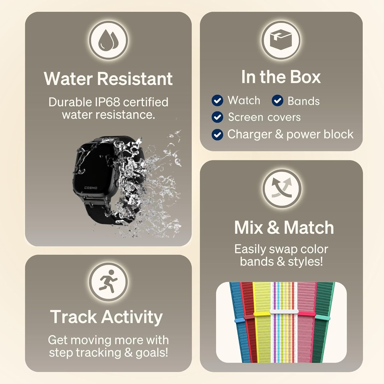 JrTrack 5 Kids Smart Watch by Cosmo | Best Kid-Safe Phone Watch | Precision Real-Time GPS Tracking | Call, Text, Activity, School Settings | Spotify Music | Parental Controls | SOS & Safety Alerts - Image 7