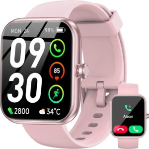 Smart Watch with Alexa Built-in, 1.83" HD Touchscreen Fitness Tracker, Bluetooth Notifications/Calls, IP68 Waterproof, 120+ Sport Modes, 24/7 Heart Rate & Sleep Monitor for iPhone Android iOS (Pink)
